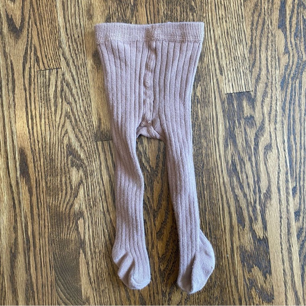 Quincy Mae Ribbed Baby Tights Size 6-12 months Stockings Tan